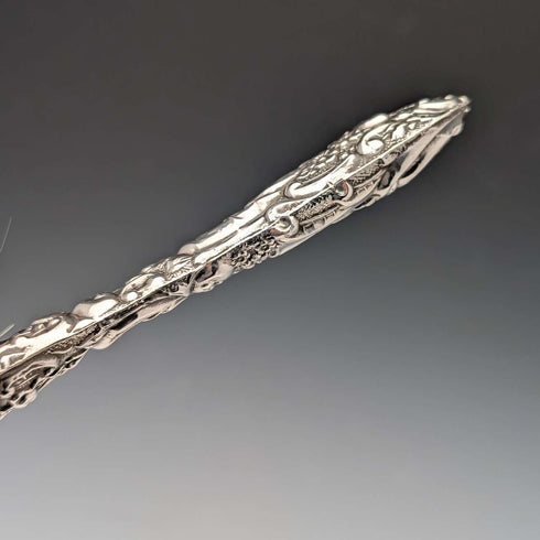 1910 British antique pure silver decorated handle hairbrush pair J&R Griffin