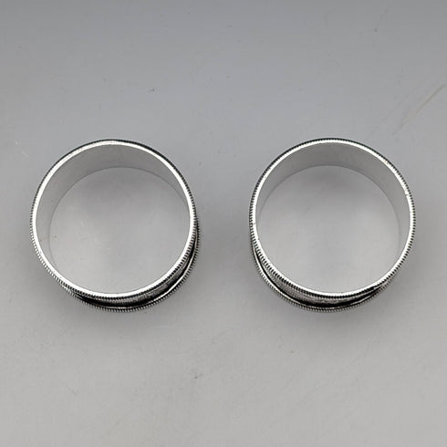 1905 British antique sterling silver napkin rings, pair, 42g, Martin & Hall, case included