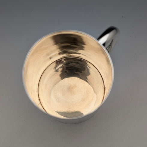 1906年 英国アンティーク 純銀製 花鳥装飾 マグカップ 187g George Edward&Sons