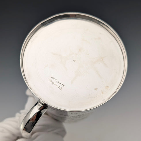 1906年 英国アンティーク 純銀製 花鳥装飾 マグカップ 187g George Edward&Sons