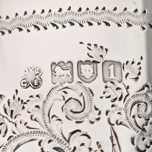 1906年 英国アンティーク 純銀製 花鳥装飾 マグカップ 187g George Edward&Sons