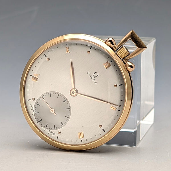 Circa 1939 Omega pocket watch, K18 yellow gold, thin open face, in good working order