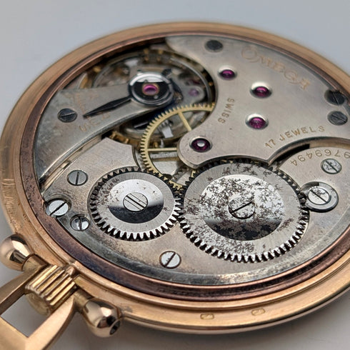 1939年頃 オメガ 懐中時計 K18イエローゴールド 薄型オープンフェース 動作良好