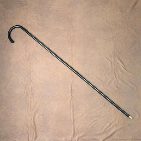 1920s Antique Black Shaft Bent Handle Walking Stick 91cm