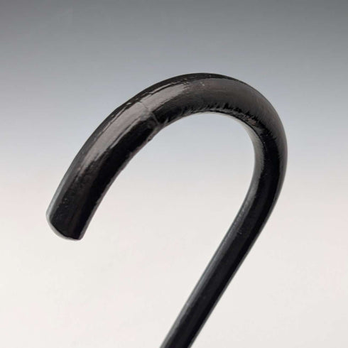 1920s Antique Black Shaft Bent Handle Walking Stick 91cm