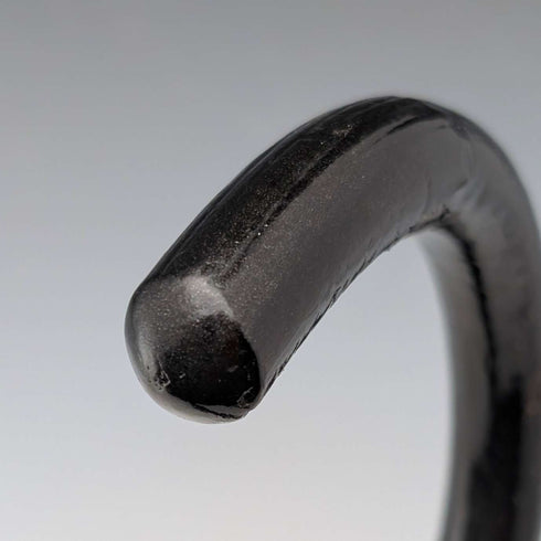 1920s Antique Black Shaft Bent Handle Walking Stick 91cm