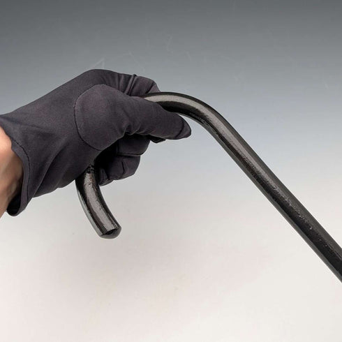 1920s Antique Black Shaft Bent Handle Walking Stick 91cm