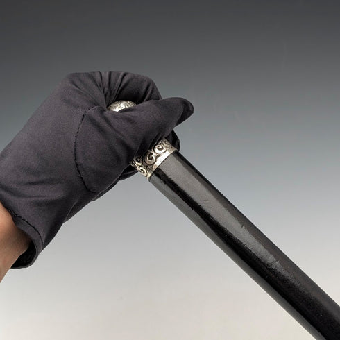 1910 年英國古董黑軸純銀圓柄手杖 84 厘米