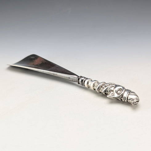 1906 British antique pure silver handle shoehorn Crisford & Norris