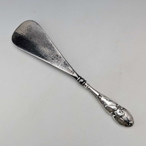 1905 British antique pure silver handled shoehorn by Henry Matthews