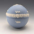 British vintage Wedgwood Jasperware egg-shaped box for small items, pale blue
