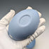 British vintage Wedgwood Jasperware egg-shaped box for small items, pale blue