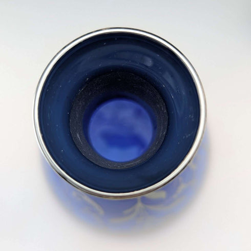 復古美國鈷藍色鍍銀醒酒杯 4 件套