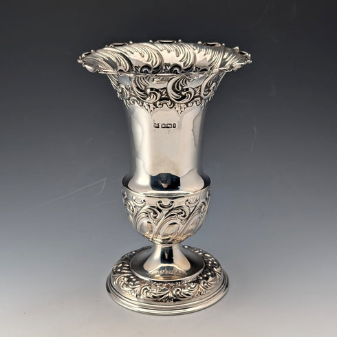 1900 British antique sterling silver vase base, total weight 203g, Fenton Brothers