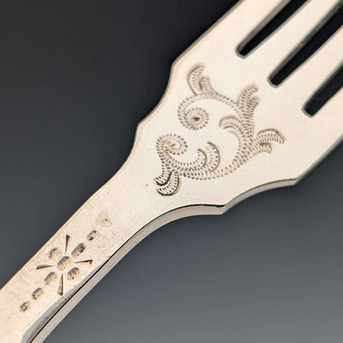 1923 British Antique Pure Silver Handle Dessert Cutlery 5 Pair Yates Brothers Wooden Box