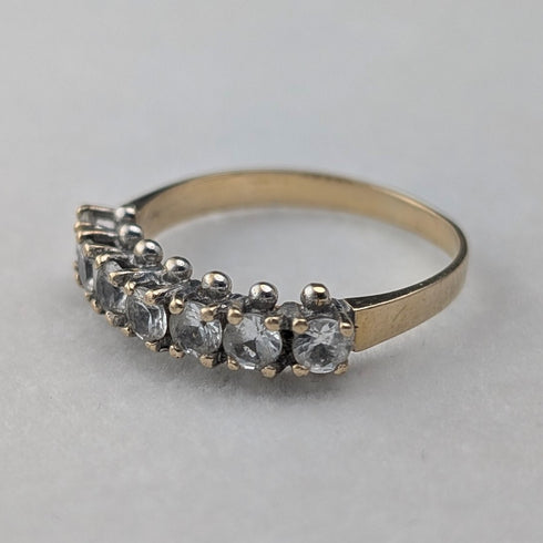 アンティーク ジュエリー K9ゴールド 7連スピネル リング 2.2g(12号) 指輪