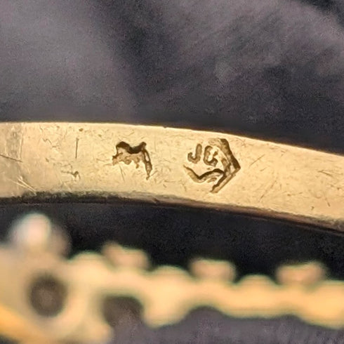 アンティーク ジュエリー K9ゴールド 7連スピネル リング 2.2g(12号) 指輪