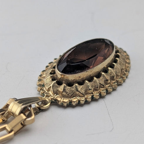 ヴィンテージ ロールドゴールド製 カットストーン ペンダント ネックレス付