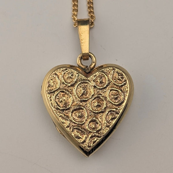 復古金心型小盒吊飾與項鍊