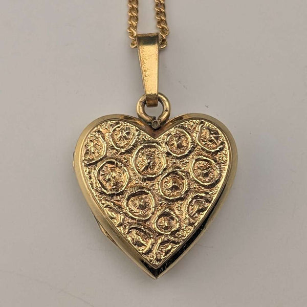 Vintage Rold Gold Heart Locket Pendant with Necklace