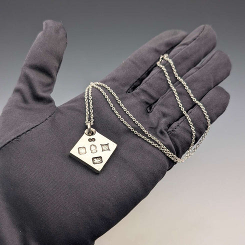 1977 British pure silver Jubilee ingot pendant, 19.7g, with pure silver necklace, RX