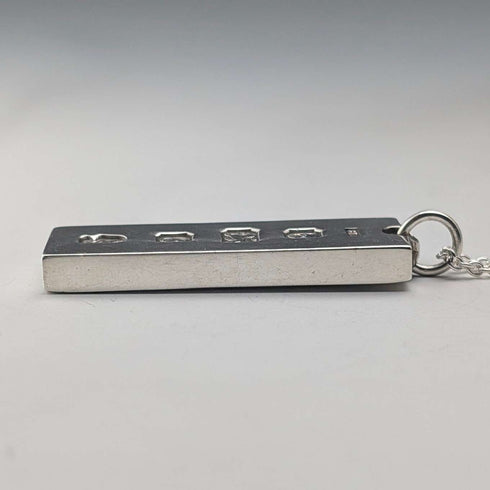 1977 British pure silver Jubilee ingot pendant, 34.6g, with pure silver necklace, SHS