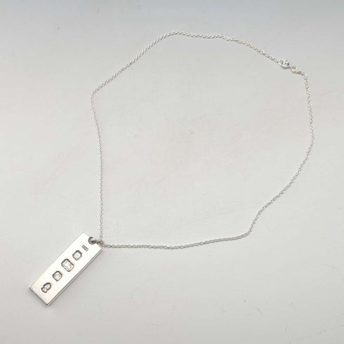 1977 British pure silver Jubilee ingot pendant, 34.6g, with pure silver necklace, SHS
