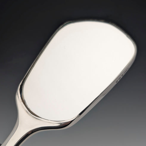 1947 British vintage pure silver guilloche enamel flower and bird decoration hand mirror by Henry Clifford Davis