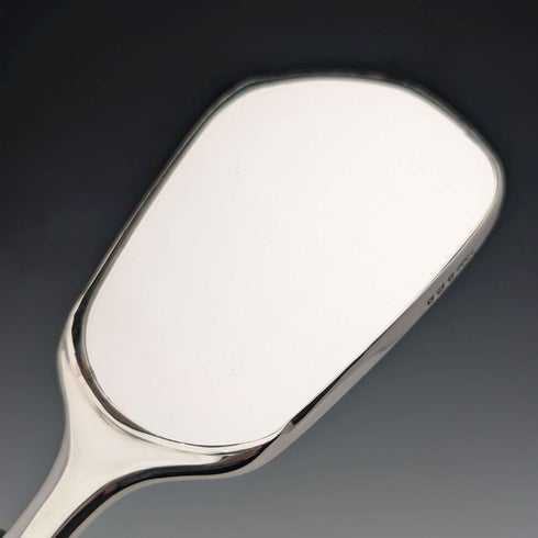 1947 British vintage pure silver guilloche enamel flower and bird decoration hand mirror by Henry Clifford Davis