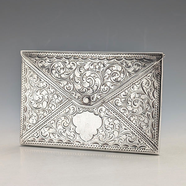 1909 British antique sterling silver envelope-style card case, 57g, Adie&Lovekin