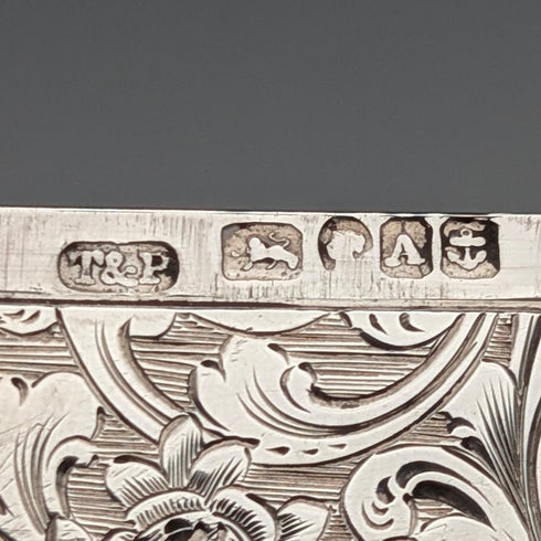 1849年 英国アンティーク スクロール彫刻 純銀製カードケース 71g Taylor&Perry