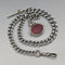 Circa 1919 British antique sterling silver Albert chain, 61g, sterling silver base, two-tone rotating fob