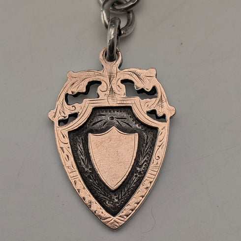 1929 British Vintage Sterling Silver Double Albert Chain 56g Gold Plated Sterling Silver Medal Fob