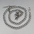 Circa 1900 British antique sterling silver long Albert chain 48g clown charm fob