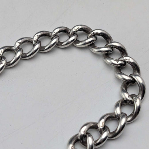 Circa 1900 British antique sterling silver Albert chain, 53g, sterling silver large medal fob
