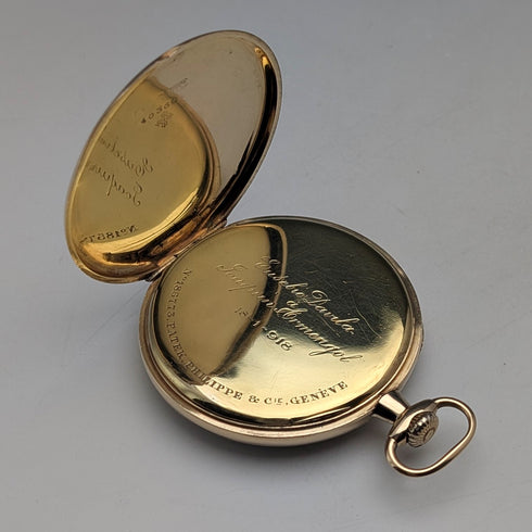 Circa 1918 Patek Philippe Pocket Watch, 18K Solid Gold, Open Face, Serviced