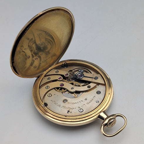Circa 1918 Patek Philippe Pocket Watch, 18K Solid Gold, Open Face, Serviced