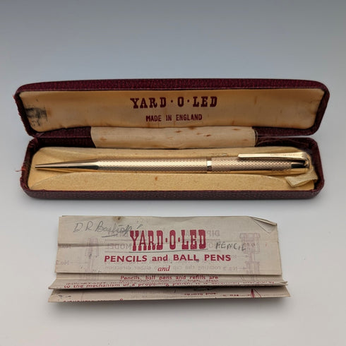 British Vintage Yard O' Red Rolled Gold Propelled Pencil in Case