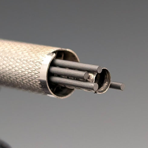 1963 British Yard O' Red Sterling Silver Push-Pull Pencil in Case