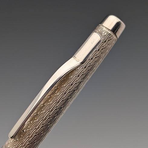 1975 British vintage sterling silver ballpoint pen and push-type pencil William Manton with case