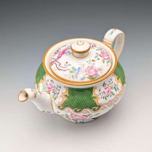 Minton 瓷茶壺,毒蛇紋,綠色,二十世紀初