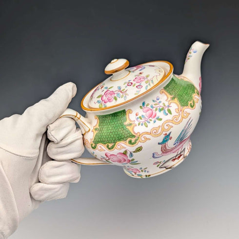 Minton 瓷茶壺,毒蛇紋,綠色,二十世紀初