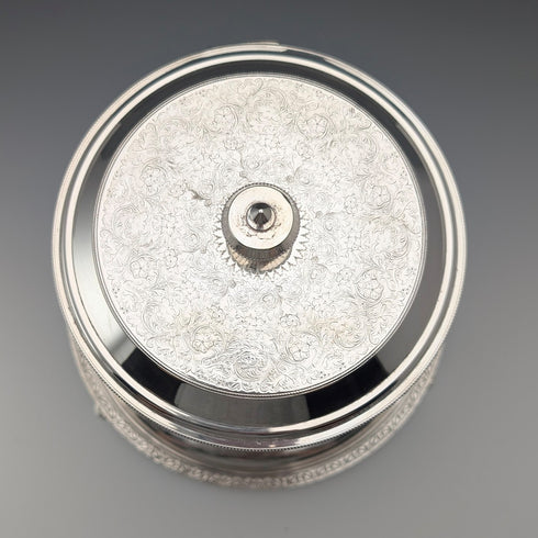 Antique British silver plate floral biscuit barrel