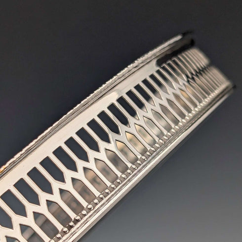 Vintage British silver plate gallery tray, diameter 26cm, Viners