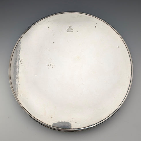英国ヴィンテージ シルバープレート製 ギャラリートレイ 直径26cm Viners
