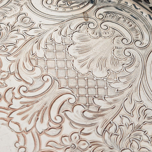 Vintage British silver plate oval gallery tray, 28cm wide, Barker Ellis