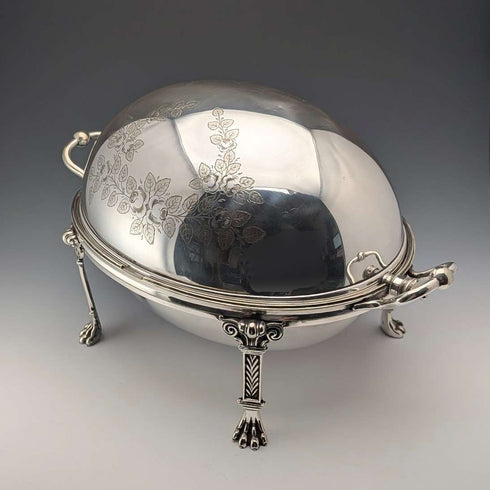 Circa 1900 British antique silver plate breakfast dish, no inner plate, George Goodfellow
