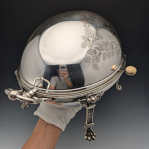 1900年頃 英国アンティーク シルバープレート製 ブレックファーストディッシュ 中皿なし George Goodfellow