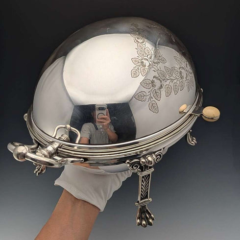 Circa 1900 British antique silver plate breakfast dish, no inner plate, George Goodfellow