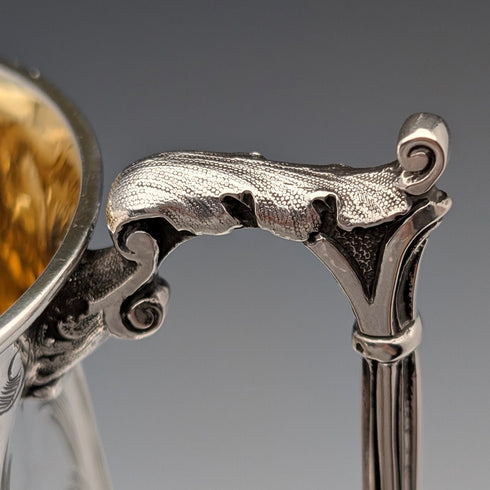 1854年 英国アンティーク 純銀製 マグカップ フローラル装飾 163g John Evans II